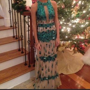 Long Green Beaded Sherri Hill dress
